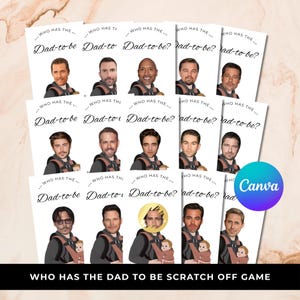 Find The Dad Scratch Off Game, Baby Shower Game, Who Has the Dad Baby Shower Game, Scratch off Game, Editable Template, Canva
