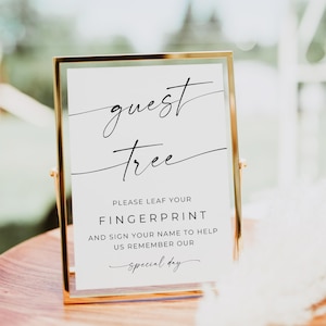 Fingerprint Guest Tree Sign, Wedding Thumbprint Guestbook Sign, Wedding Guestbook Sign, Instant Download, Instant Download, Editable, Canva