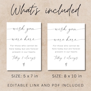 Wish You Were Here Printable Sign, Minimalist in Loving Memory Sign ...