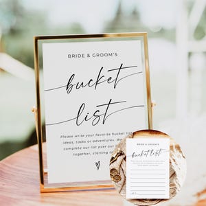 Bordje bucketlist bruiloft, bucketlist-schrijfkaart, bucketlist bruiloft, sjablonen voor stellen, bewerkbare sjabloon, direct downloaden, Canva