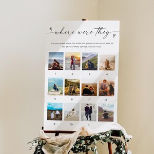 Photo Where Were They Bridal Game Poster, Minimalist Guessing Game Card And Sign, Couples Shower Game, Canva, Editable Download, Canva image 3