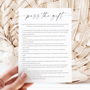 Pass The Gift Shower Game, Bridal Shower Game, Pass the Gift Poem Game, Fun Shower Activity, Instant Download, Editable Template, Canva