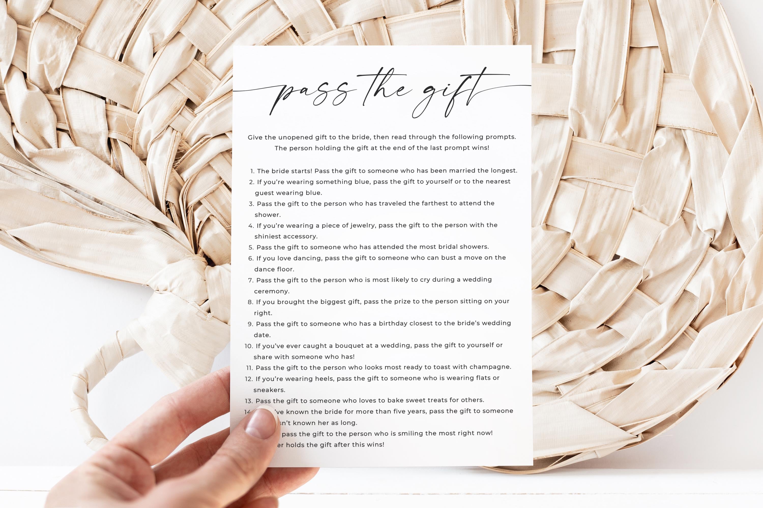 Pass The Gift Shower Game, Bridal Shower Game, Pass the Gift Poem Game, Fun Shower Activity, Instant Download, Editable Template, Canva