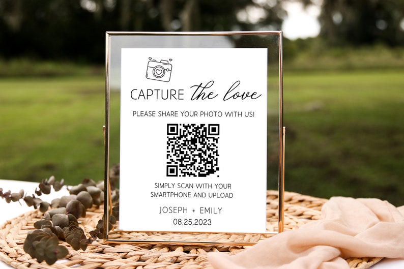 Wedding QR Code Sign Template Capture the Love QR Code Sign Etsy Wedding QR Code Sign Template Capture the Love QR Code Sign Etsy