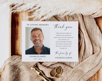 Vielen Dank, dass Sie Beerdigung Karten, Feier des Lebens, Sympathie Anerkennung Erinnerungszeremonie, personalisierte Foto, voll editierbar, Canva