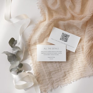 Hochzeit QR Code Karte | RSVP QR Code Karte | Hochzeit Website Karte | rsvp Hochzeit Website | Hochzeit Details Karte | Bearbeitbare Vorlage | Herunterladen