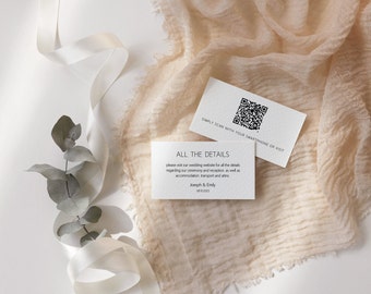 Wedding QR Code Card | RSVP QR Code Card | Wedding Website Card | rsvp Wedding Website | Wedding Details Card | Editable Template | Download