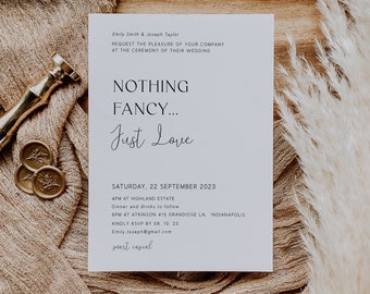 Wedding Invitation Micro Wedding | Wedding Invitation | Just Love | Modern Invitation | Invitation Template | Editable Template | Download