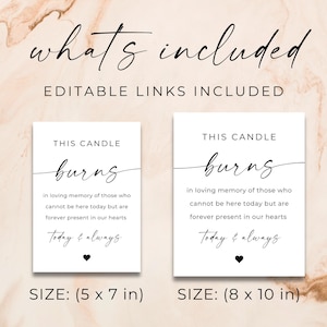 This Candle Burns Memorial Sign, In Loving Memory Sign Template, Modern In Memory Sign, Wedding Memorial Candles Table Sign Decoration Canva image 5