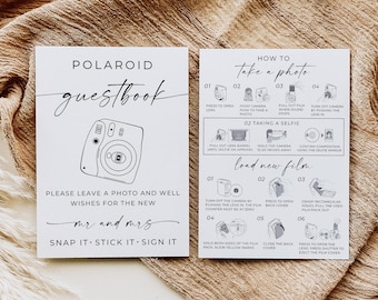 Placa de instruções para Instax Mini 12, Placa de livro de visitas Polaroid, Placa de instruções para carregar um novo filme na câmera, Como tirar uma foto, Baixar