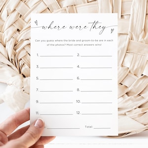 Photo Where Were They Bridal Game Poster, Minimalist Guessing Game Card And Sign, Couples Shower Game, Canva, Editable Download, Canva image 2