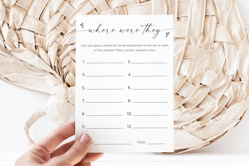 Photo Where Were They Bridal Game Poster, Minimalist Guessing Game Card And Sign, Couples Shower Game, Canva, Editable Download, Canva image 2