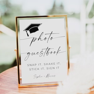 Photo Guestbook Sign For Graduation Party, Photo Sign Our Guestbook, Class of 2025 Party Decor, Editable, Polaroid Grad Guestbook, Canva