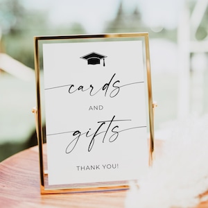 Enseigne pour cartes et cadeaux de remise des diplômes, enseigne cartes et cadeaux remise des diplômes, enseigne de table de fête de remise des diplômes, téléchargement immédiat, enseigne éditable, toile