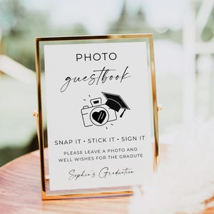 Photo Guestbook Sign For Graduation Party, Photo Sign Our Guestbook, Class of 2025 Party Decor, Editable, Polaroid Grad Guestbook, Canva