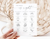 Baby Shower Price is Right Game, Gender Neutral, Minimalist Minimal Baby Shower, Editable Template, Digital Download, Canva