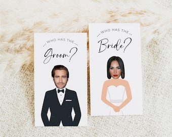 Celebrity Who Has The Bride And Groom Game, Who Has The Bride And Groom Scratch Off Game, Minimalist Bridal Shower Game, Editable, Canva