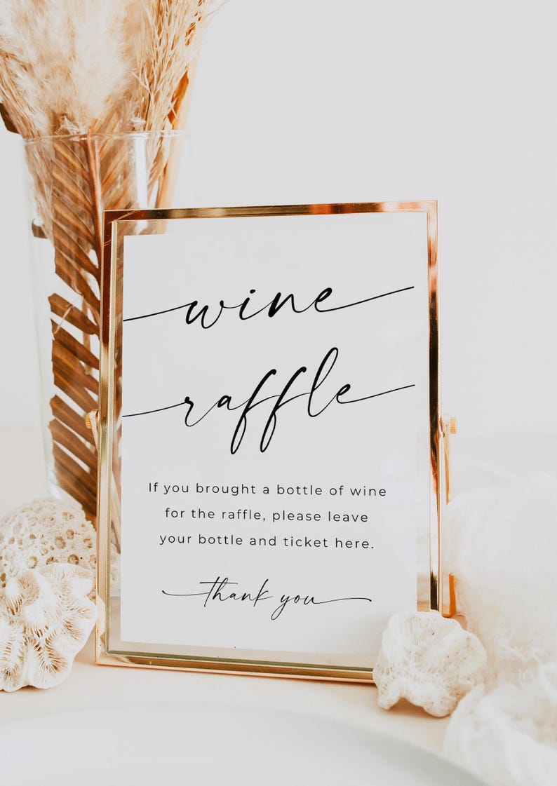 Wedding Raffle Sign Wine Raffle Game Template, Bridal Shower Game, Bring Bottle of Wine ...