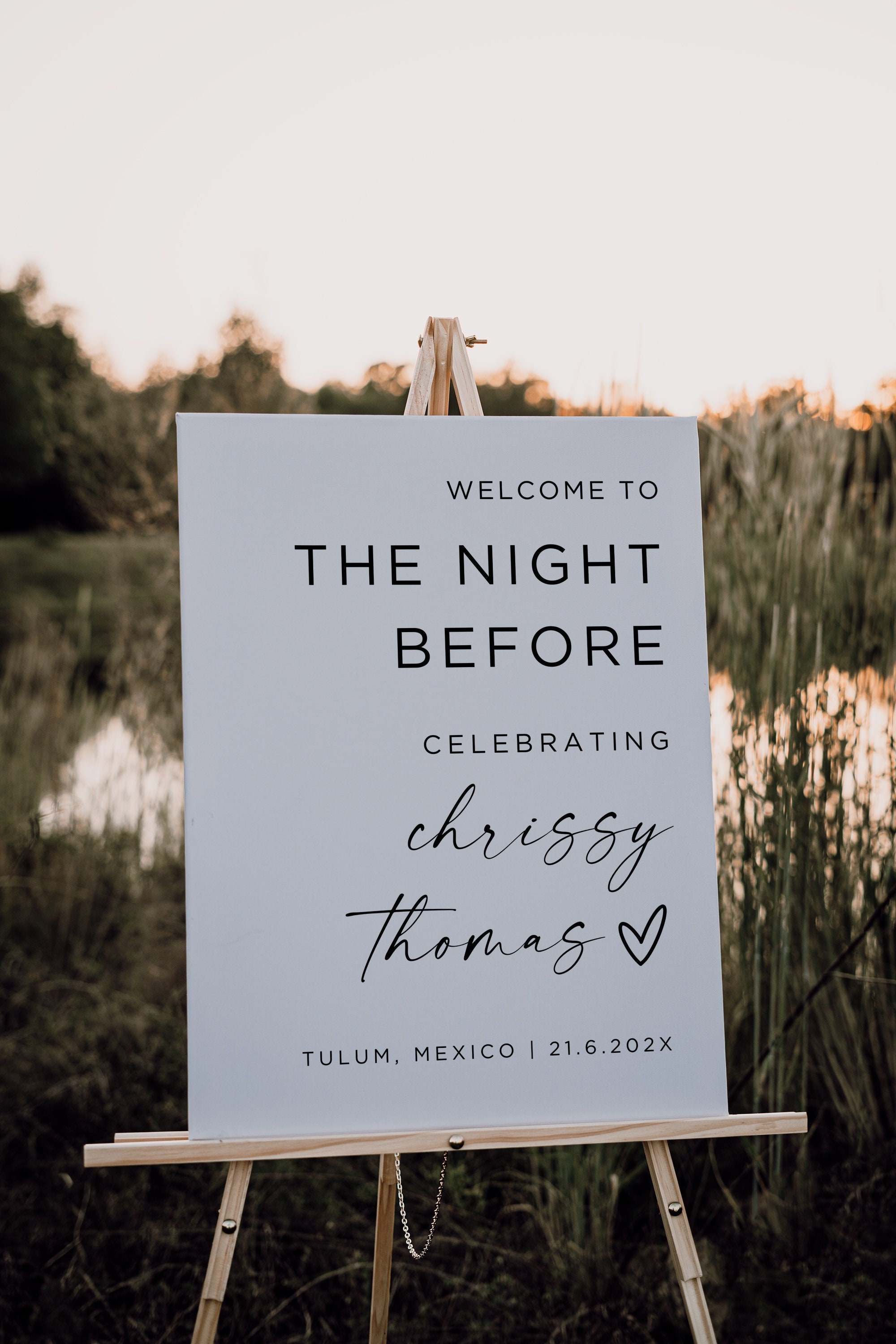 Rehearsal Dinner Welcome Sign Download, The Night Before Welcome Sign, Minimalist Modern Wedding Sign, DIY Printable Rehearsal Dinner Sign