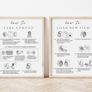 Instax Mini 12 Photo Guestbook Sign, How To Load New Film Camera Instructions sign, Party and Wedding Reception Photo Sign, Load New Film