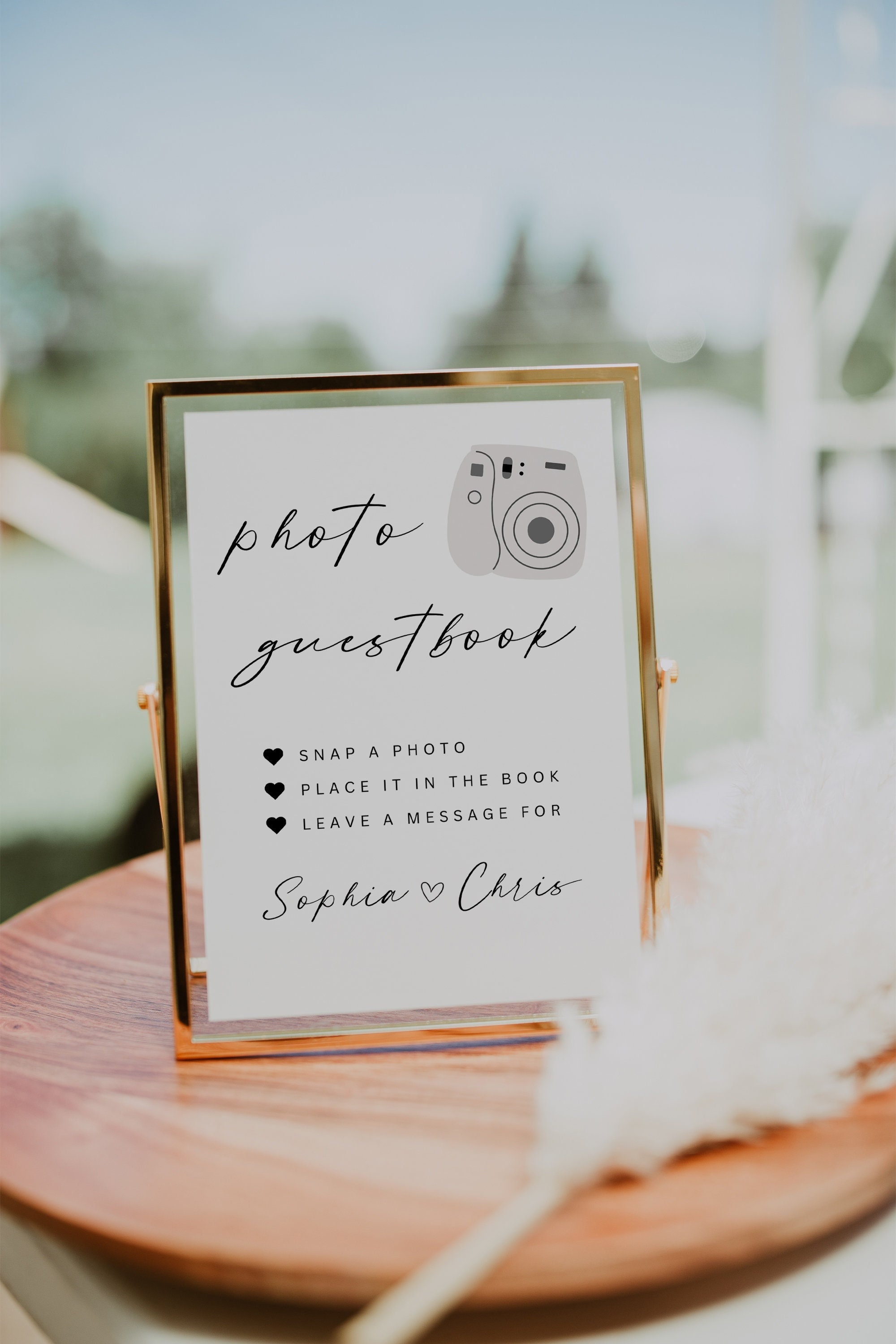 Sinal do livro de visitas da foto do casamento Instax Mini 9, sinal do casamento da câmera Polaroid, sinal da recepção do casamento da festa, sinal do livro de visitas da foto do filme, Canva