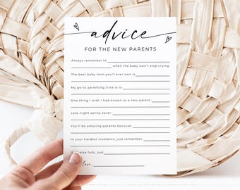 Advice for New Parents, Baby Shower Card, Parents-to-be Baby Wishes, Advice for moms, Wishes for Parents, Editable Modern Advice Card, Canva