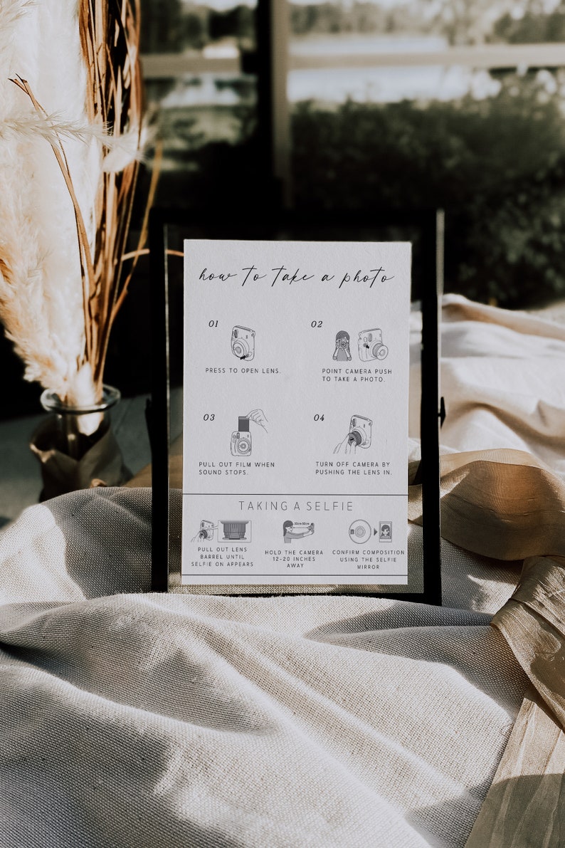 How to Take a Photo Camera Instructions Sign, Instax Mini Photo ...