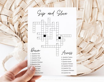 Wedding Small Crossword,  Bridal Shower, Engagement Party Game Template, Sip & Solve Puzzle, Fully Editable Game, Instant Download, Canva
