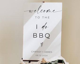 Engagement Party I Do bbq Party Welcome Sign, I Do BBQ Shower Entrance Sign, Welcome Poster, BBQ Reception Sign, Couples Shower, Edit, Canva