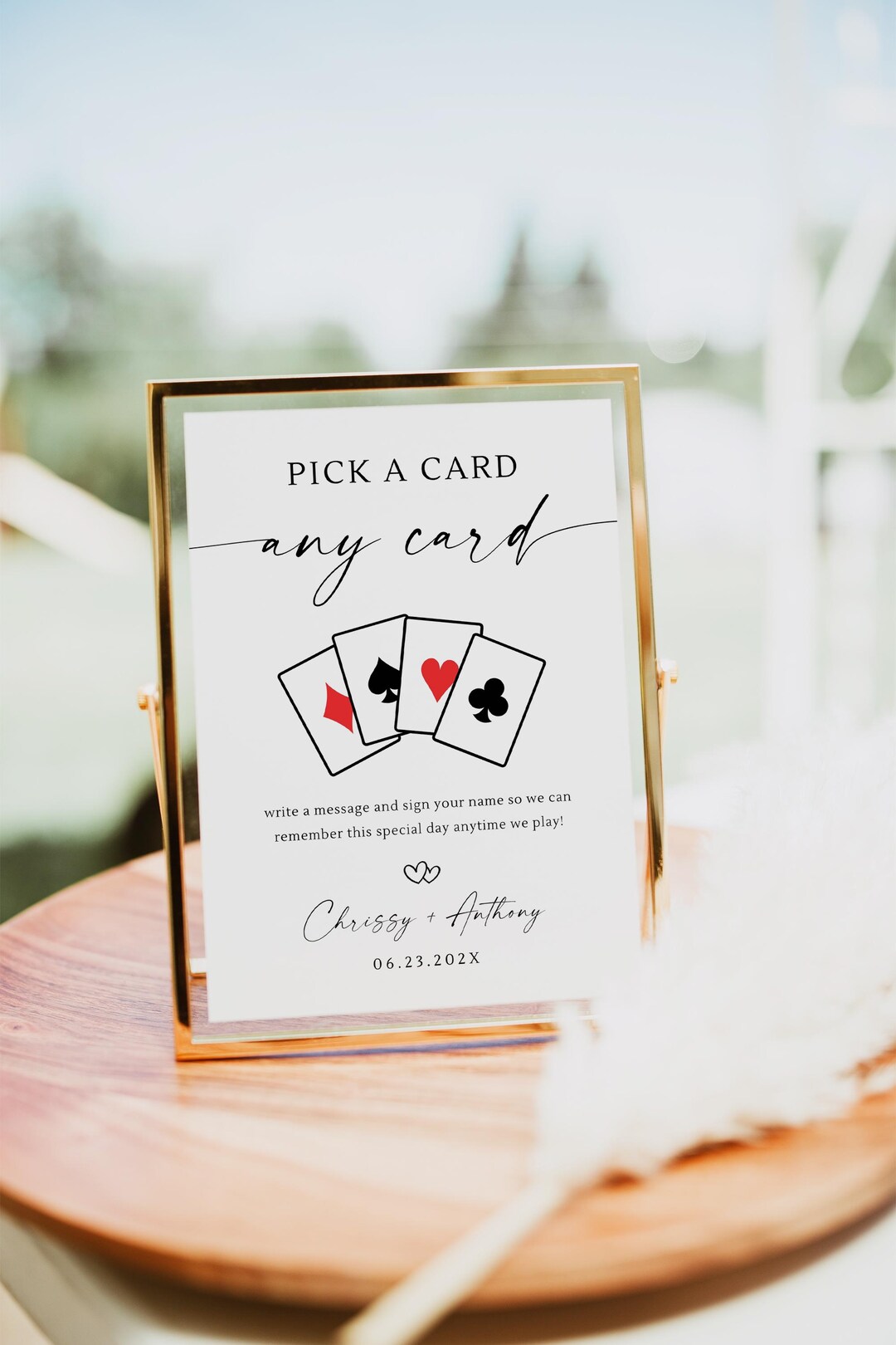 Playing Cards Guest Sign Template, Minimalist Pick A Card Any Card Sign ...