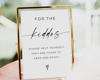 PRINTED + SHIPPED 8x10" For The Kiddos Sign, Wedding Kids Activities Table Sign, Wedding Kids Games Template, Kids Activity Box Sign