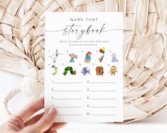 PRINTED + SHIPPED Baby Shower Name That Storybook Game, Storybook Titles, Name That Storybook, Children Storybook Characters, Library Theme