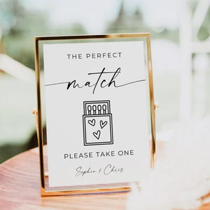 The Perfect Match Wedding Sign, Please Take A Favor, Unique Minimalist Favors, Minimal Wedding Sign, Wedding Decor, Editable Sign, Canva
