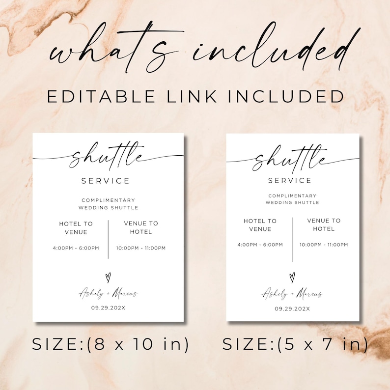 Wedding Shuttle Sign, Wedding Bus Sign, Minimalist Wedding ...