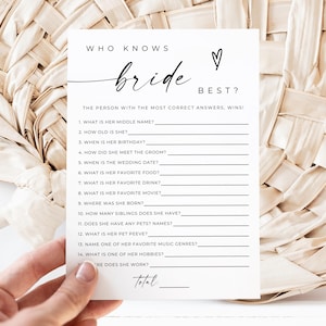 PRINTED + SHIPPED Bridal Shower Who Knows The Bride Best Game Cards, Wedding Shower Activity, Fun Bridal Shower, Who Knows the Couple Game image 1
