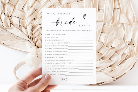 PRINTED + SHIPPED Who Knows The Bride Best Game Cards, Wedding Shower Activity, Fun Bridal Shower, Who Knows the Couple Game
