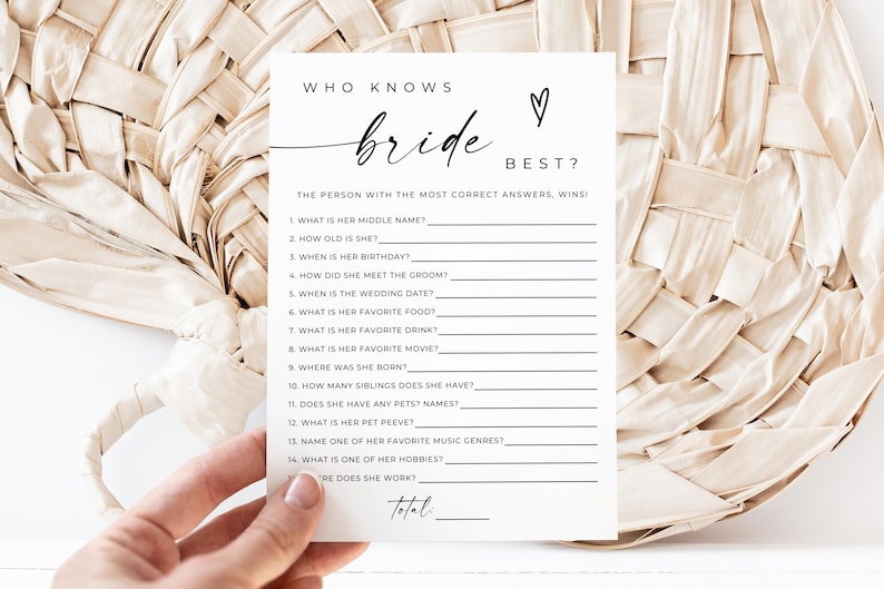 PRINTED + SHIPPED Bridal Shower Who Knows The Bride Best Game Cards, Wedding Shower Activity, Fun Bridal Shower, Who Knows the Couple Game image 1
