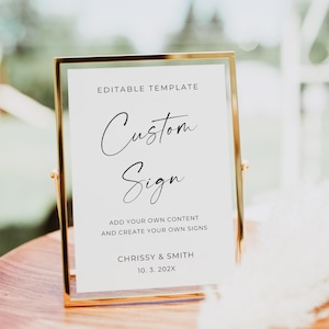 Modern Custom Wedding Sign, Create Your Own Sign, Minimalist Editable Printable, Wedding Signage, Instant Download, Editable Template, Canva