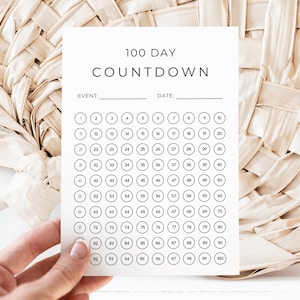 30, 60, 90, 100 Day Countdown, Printable Template, Countdown Calendar, Wedding Anniversary Vacation, A4 Size, Editable Template, Canva