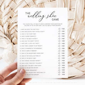 Jeu de chaussures pour fête de mariage, Jeu de chaussures pour mariage, Jeux pour baby shower, Jeu de shower de mariage modifiable, Jeux d'enterrement de vie de jeune fille Mariage minimaliste, Jeu amusant
