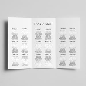 Trifold Wedding Program Template With Wedding Seating Chart, Wedding Day Timeline, Wedding Ceremony Program Foldable, Editable, Canva