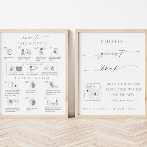 Polaroid Guest Book Sign, Instax Instructions, Instax Mini 11, How To Load New Film Camera Instructions Sign, How To Take A Photo, Download