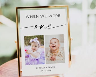 When We Were Age Photo Table Number, Childhood Photo Sign, Wedding Table Decor, Photo Table Number Sign, Editable Sign, Download, Canva
