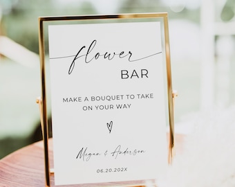 Insegna per bar con fiori per addio al nubilato, insegna per bar Crea il tuo bouquet, insegna minimalista per baby shower floreale, insegna moderna per bar con fiori, modificabile, Canva