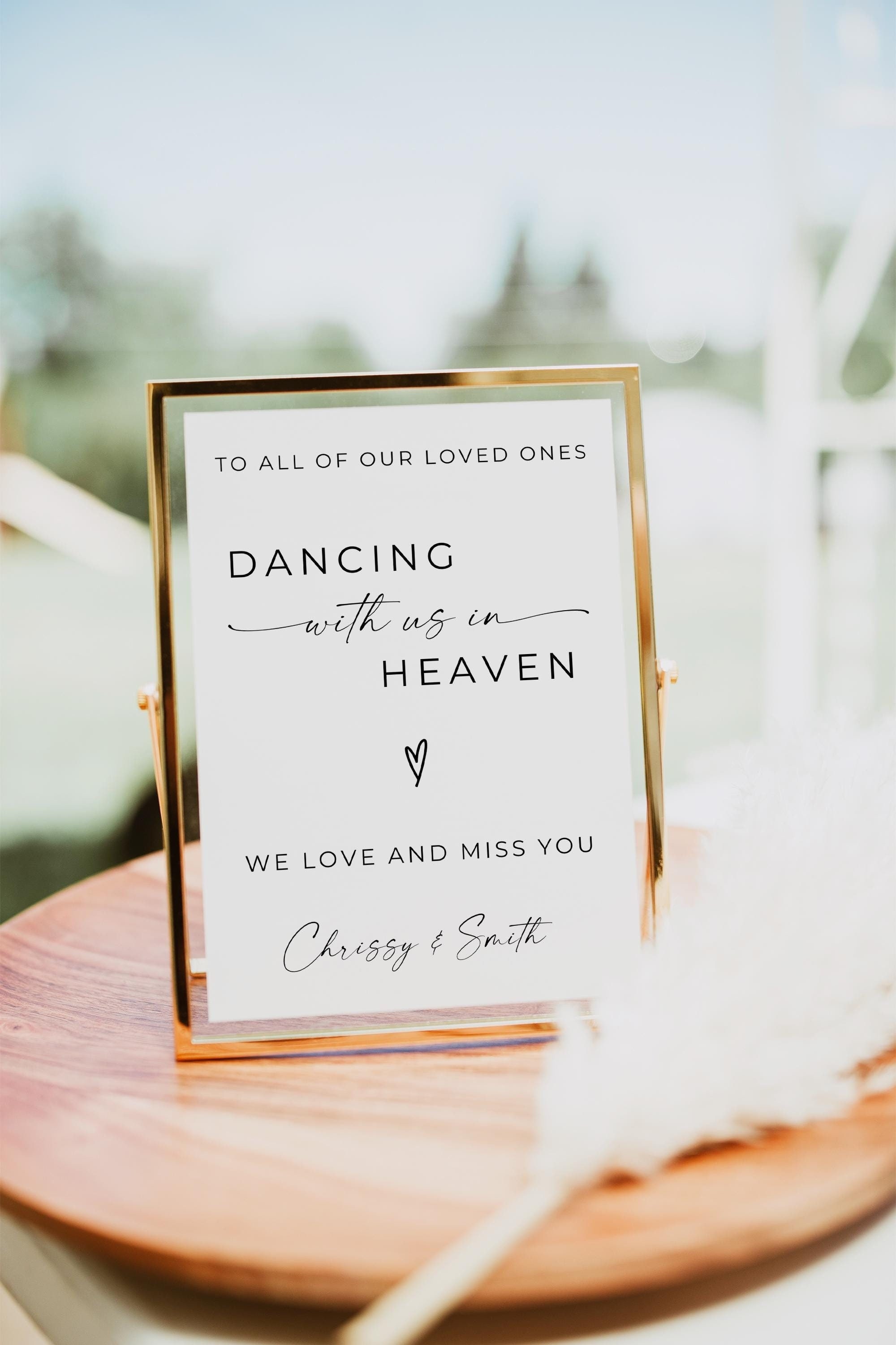 Wedding Memorial Sign Dancing With Us In Heaven, In Loving Memory Sign, Memory Table Sign, Wedding Memorial Sign, Editable Template, Canva