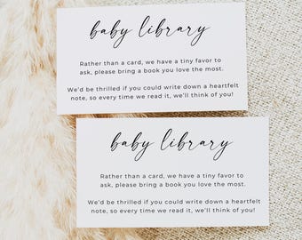Book For Baby At Shower Cards, Modern Minimalist Baby Shower, Book Request Insert, Gender Neutral Baby Shower, Editable Template, Canva