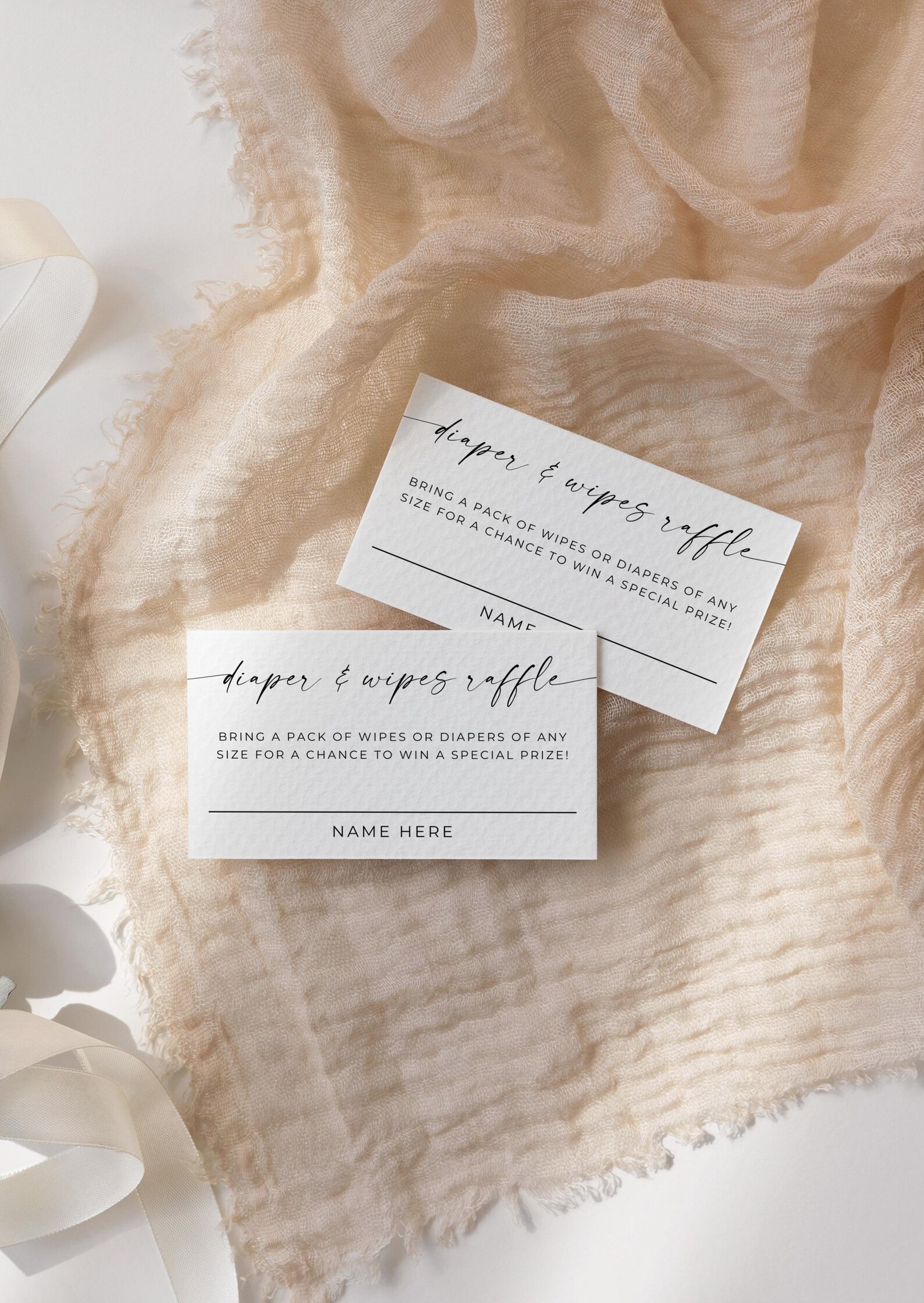 Wipes Raffle Diaper and Wipes Raffle Tickets, Modern Minimalist Diaper Raffle Card ...