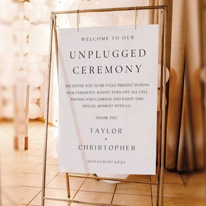 Unplugged Ceremony Sign Printable, Unplugged Wedding Sign, Wedding Welcome Sign, Wedding Ceremony Sign, Large Sign, Modern Editable Download