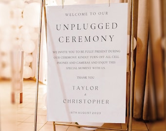 Unplugged Ceremony Sign Printable, Unplugged Wedding Sign, Wedding Welcome Sign, Wedding Ceremony Sign, Large Sign, Modern Editable Download