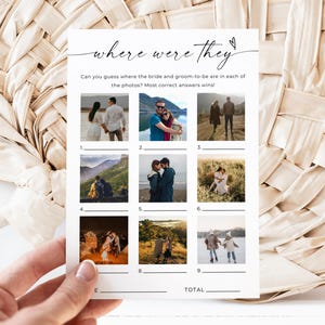 Where Were They Bridal Game, Minimalist Photo Guessing Game Card, Couples Shower Game, Canva, Editable Download